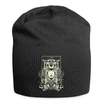 chief woman wolf owl shaman dream mystical - Jersey Beanie - black - Front