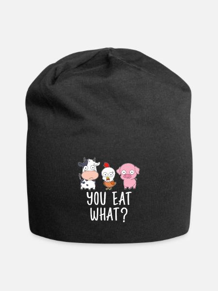Veganer Shirt Tierrechte Vegetarier Geschenk Vegan - Jersey-Beanie - Schwarz