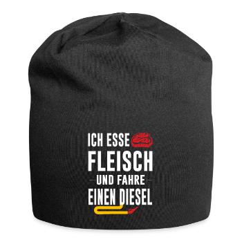Fleisch essen Diesel fahren lustiges Geschenk - Jersey-Beanie - Schwarz - Vorne