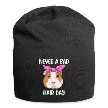 Guinea Pig Gift Woman Never A Bad Hair Day - Jersey Beanie - black - Front