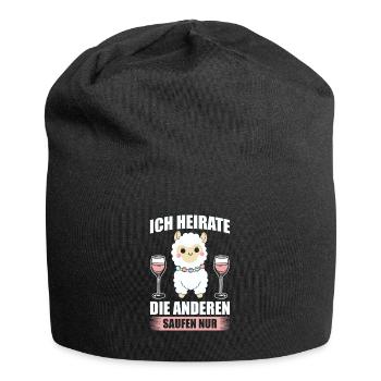 Alpaka Braut lustiges JGA Junggesellin Outfit - Jersey-Beanie - Schwarz - Vorne