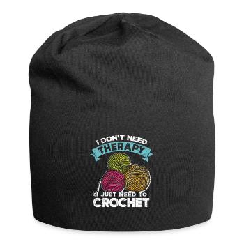Crochet wool thread relaxation - Jersey Beanie - black - Front