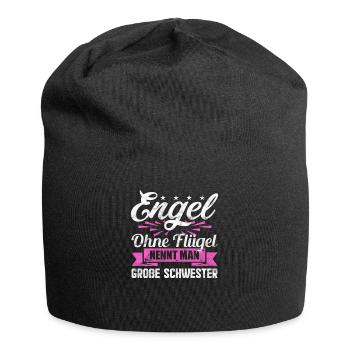 Engel ohne Flügel nennt man große Schwester - Jersey-Beanie - Schwarz - Vorne