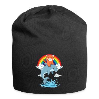 Roter Panda Geschenk Delfin Regenbogen Red Panda - Jersey-Beanie - Schwarz - Vorne