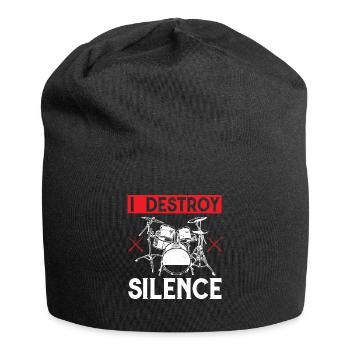Je détruis le silence tambour batteur grand-père - Bonnet en jersey - noir - Devant