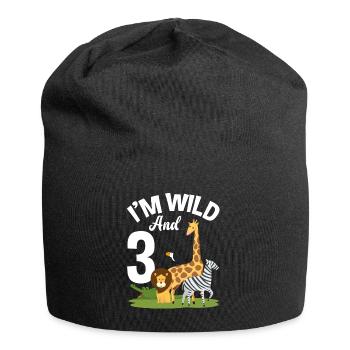 3rd birthday birthday shirt jungle three - Jersey Beanie - black - Front