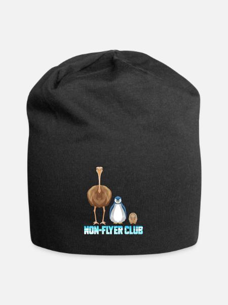 Non Flyer Club - Vogel Strauß Pinguin Kiwi Vogel - Jersey-Beanie - Schwarz
