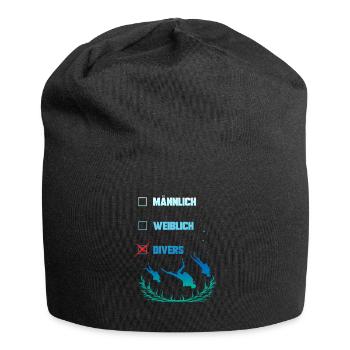 Lustiges Taucher Design - Männlich Weiblich Divers - Jersey-Beanie - Schwarz - Vorne