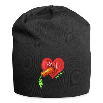 Vegan Herz Karotte Vagina - Veganer Geschenk - Jersey-Beanie - Schwarz - Vorne