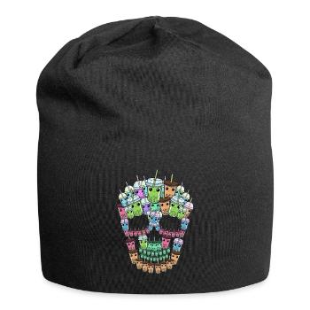 Bubble Tea Totenkopf Geschenk Boba Tea Bubble Tea - Jersey-Beanie - Schwarz - Vorne