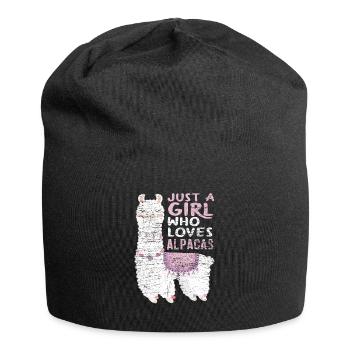 Lama Alpaka Frau - Jersey-Beanie - Schwarz - Vorne