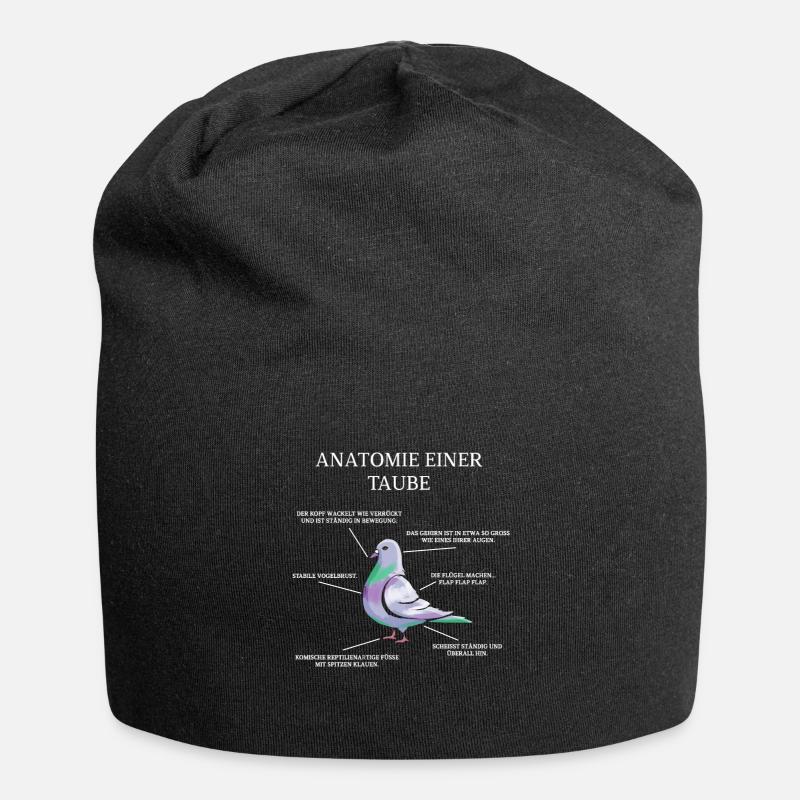 Anatomie einer Taube - Brieftaube Tauben Flüsterer - Jersey-Beanie - Schwarz
