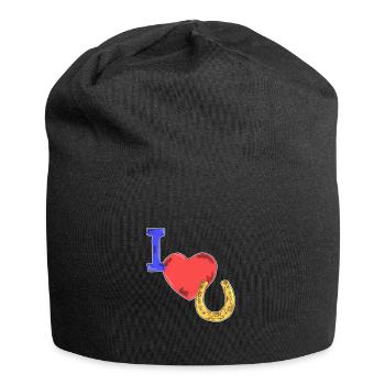 Idée cadeau chevaux - Bonnet en jersey - noir - Devant