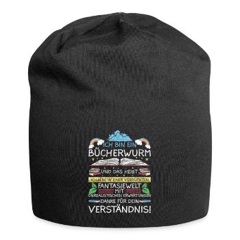 Lesen Leseratte Bücherwurm Geschenkidee - Jersey-Beanie - Schwarz - Vorne
