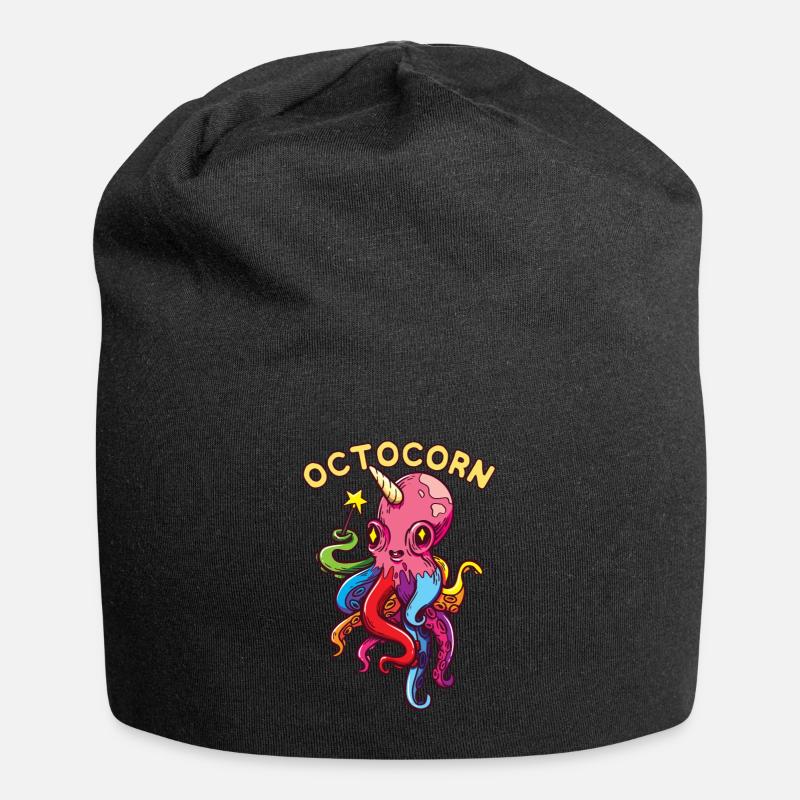 Octocorn Octopus Unicorn - Cute Magical Devil Fish - Bonnet en jersey - noir