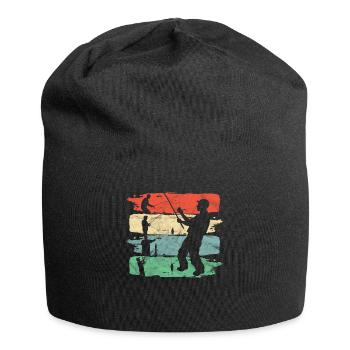 Pêcher Pêche Rétro Idée de cadeau - Bonnet en jersey - noir - Devant