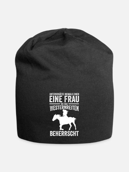 Westernreiten Frau Frauen Spruch Geschenkidee - Jersey-Beanie - Schwarz