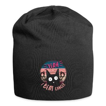 Lustige Katze Kämpfer gegen Krebs - Jersey-Beanie - Schwarz - Vorne