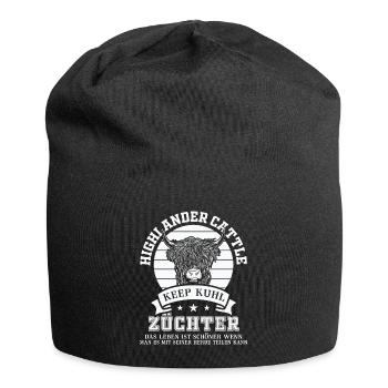Hochlandrind Hochland Rind Highland Cattle Kuh - Jersey-Beanie - Schwarz - Vorne