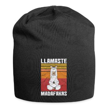 Lama Yoga Alpaka Llamaste Geschenk Retro Vintage - Jersey-Beanie - Schwarz - Vorne