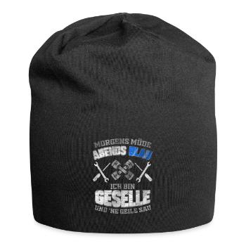 Morgens Müde Abends Blau bin Geselle und geile Sau - Jersey-Beanie - Schwarz - Vorne
