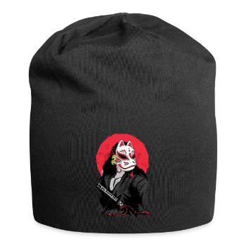 Kitsune Samurai Japan Manga Anime Gift - Jersey Beanie - black - Front
