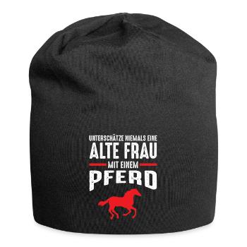 Reiterin Pferd Reiten Reitsport Pferdesprüche - Jersey-Beanie - Schwarz - Vorne