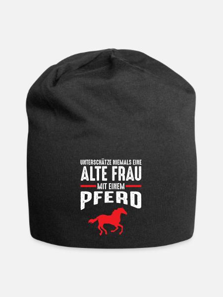 Reiterin Pferd Reiten Reitsport Pferdesprüche - Jersey-Beanie - Schwarz