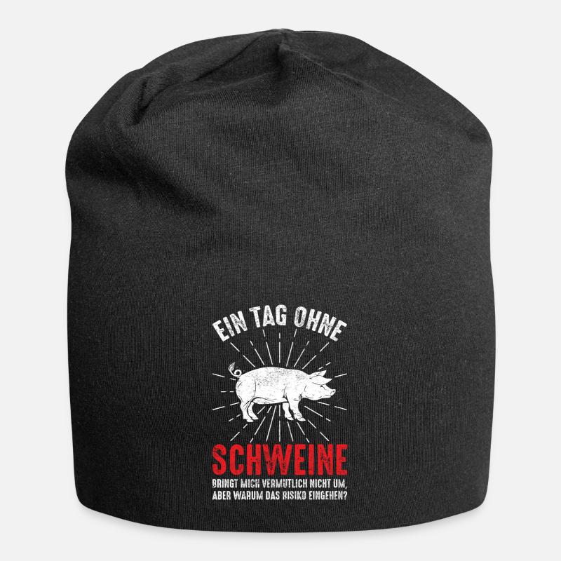 Schwein - Jersey-Beanie - Schwarz