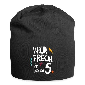 Wild Frech & Endlich 5. Kind fünfter Geburtstag - Jersey-Beanie - Schwarz - Vorne