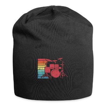 Schlagzeug Schlagzeuger Retro - Jersey-Beanie - Schwarz - Vorne