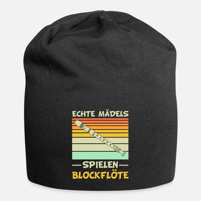 Blockflöte | Echte Mädels spielen Blockflöte - Jersey-Beanie - Schwarz