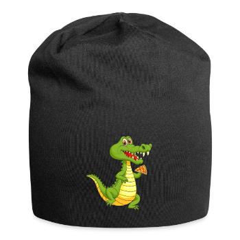 Pizza Lover Crocodile Alligator - Jersey Beanie - black - Front