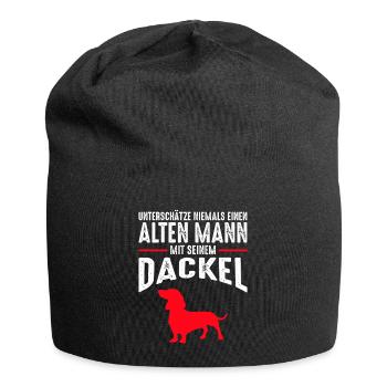 Alter Mann - Dackel | Retro Vintage Style - Jersey-Beanie - Schwarz - Vorne