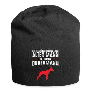 Dobermann Männer Rentner Geschenkidee - Jersey-Beanie - Schwarz - Vorne
