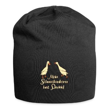 Mein Schneckenkorn hat Paddel - Laufenten - Jersey-Beanie - Schwarz - Vorne