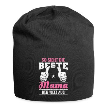 Lustige Sprüche | So sieht die beste Mama aus - Jersey-Beanie - Schwarz - Vorne