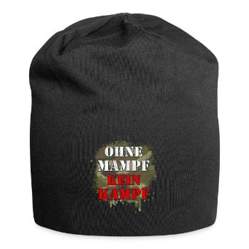 ohne Mampf kein Kampf Ohne Essen keine Leistung - Jersey-Beanie - Schwarz - Vorne