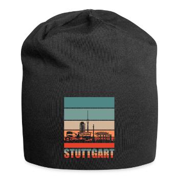 Stuttgart Retro Skyline Stadt - Jersey-Beanie - Schwarz - Vorne