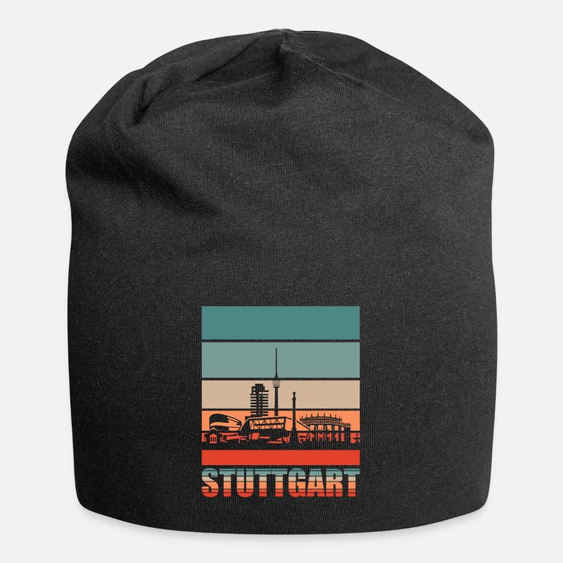 Stuttgart Retro Skyline Stadt - Jersey-Beanie - Schwarz
