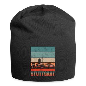 Stuttgart Skyline Geschenkidee - Jersey-Beanie - Schwarz - Vorne
