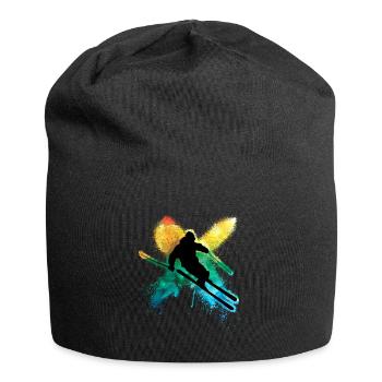 Ski acrobatique coloré pendant les vacances d’hiver dans la neige profonde - Bonnet en jersey - noir - Devant