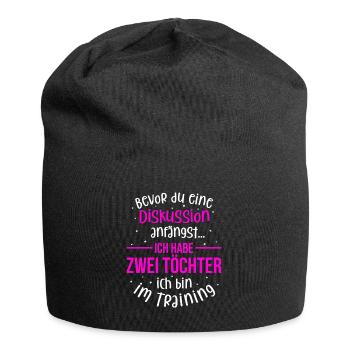 Ich habe zwei Töchter - Mutter und Tochter - Jersey-Beanie - Schwarz - Vorne