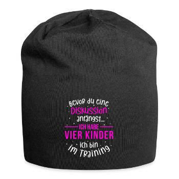 Ich habe vier Kinder - Mutter und Kinder - Jersey-Beanie - Schwarz - Vorne