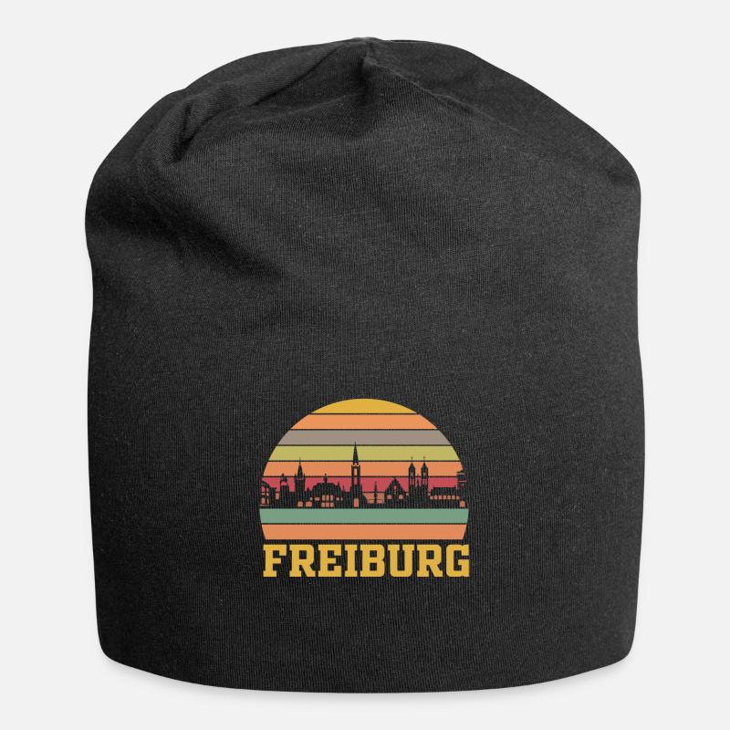Freiburg | Freiburg Skyline Retro - Jersey-Beanie - Schwarz