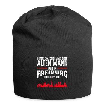 Freiburg - Alter Mann | Retro Vintage Style - Jersey-Beanie - Schwarz - Vorne