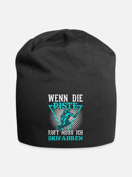 Lustige Sprüche Skifahren | Skifahrer Spruch - Jersey-Beanie - Schwarz