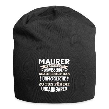 Maurer lustiger Spruch Handwerker Maurerkelle Zeme - Jersey-Beanie - Schwarz - Vorne