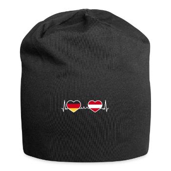 Deutschland Österreich Herz Liebe Herzlinie - Jersey-Beanie - Schwarz - Vorne