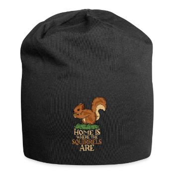 Squirrel Lover Gift Woman Squirrel - Jersey Beanie - black - Front